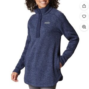 Columbia sz M Sweater Weather Navy Fleece Pullover quarter snap tunic